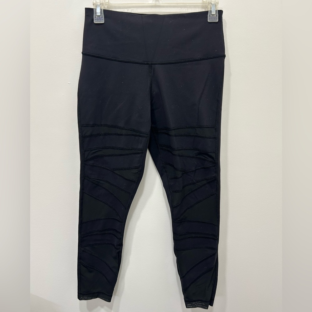 Lululemon Leggings‎ Size 6 Black Mesh Sides Yoga Gym Athleisure Stretch